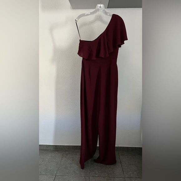 BB Dakota women one shoulder jumpsuit bordeaux New without tag Nordstrom - Picture 9 of 11